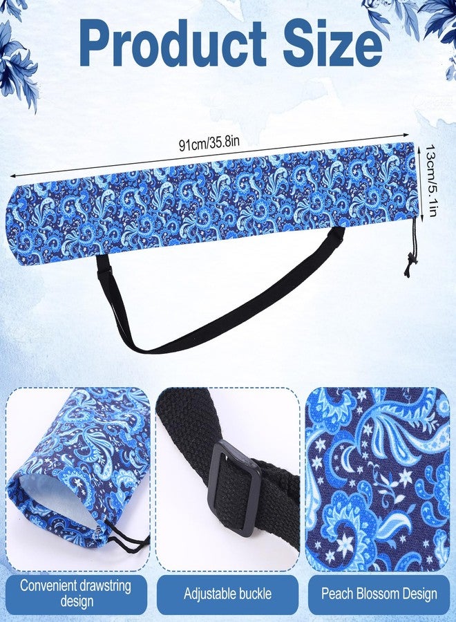 Shinylin 35 inch Mahjong Mat Carrying Bag with Strap Printed Drawstring Mahjong Holder Bag Outdoor Travel Canvas Storage for Board Games Yoga Mats Maps Tripod Photography Accessories (Paisley Blue) - Image 3